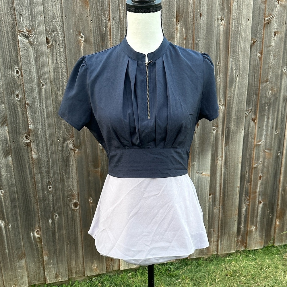 Girls from Savoy- Color Block Peplum Top